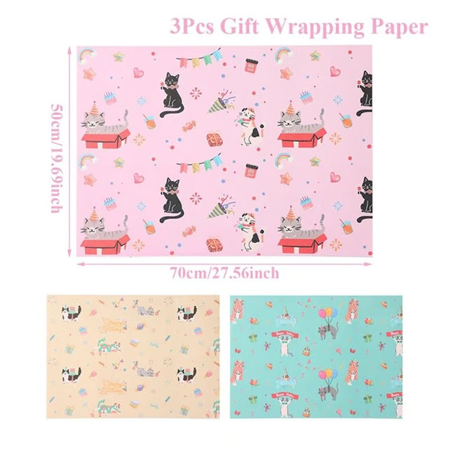 Cartoon Cat Pet Theme Gift Wrapping Paper