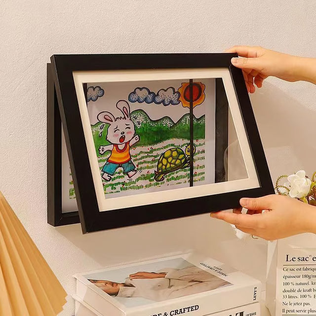 Magnetic Wooden Flip Art Photo Frame, Photo Frame, DIY Photo Frame, Children's Storage Display Frame, Home Decoration