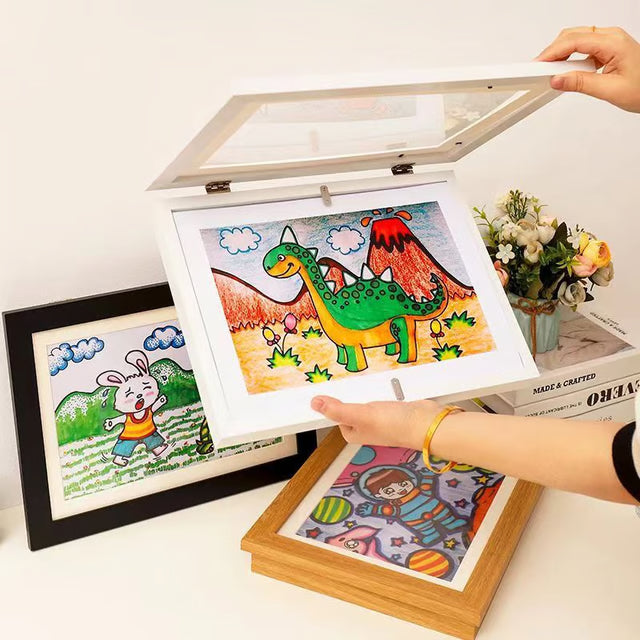 Magnetic Wooden Flip Art Photo Frame, Photo Frame, DIY Photo Frame, Children's Storage Display Frame, Home Decoration