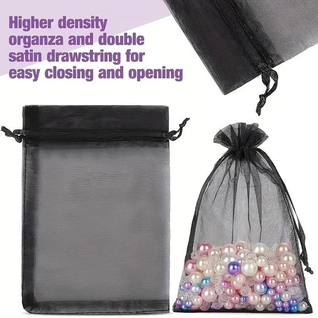 Black Organza Drawstring Gift Bags