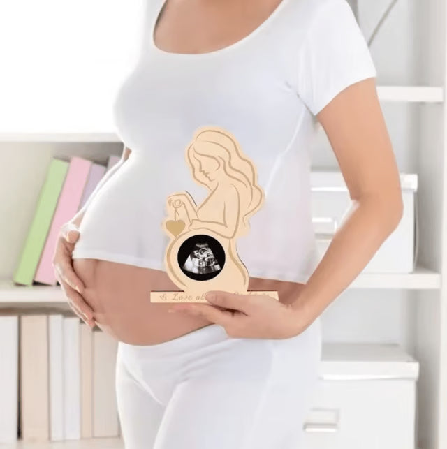 Wooden Baby Ultrasound Photo Frame Sonogram Keepsake Gift for Expecting Moms