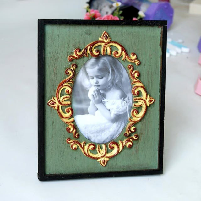 Vintage Wooden Picture Frame Rustic Wall & Desktop Wedding Photo Display
