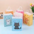 Cartoon Cat Paw Print Paper Gift Bags with Handles – 6 Piece Set