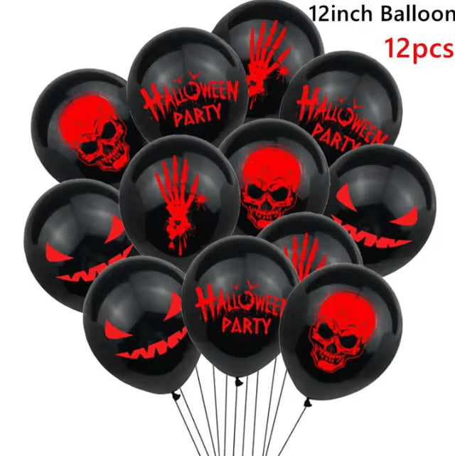 Halloween Ghost Balloon Set – 12PCS Halloween Balloons with Ghost, Pumpkin, Bat, Spider & Skeleton Party Decorations