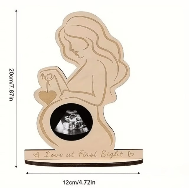 Wooden Baby Ultrasound Photo Frame Sonogram Keepsake Gift for Expecting Moms
