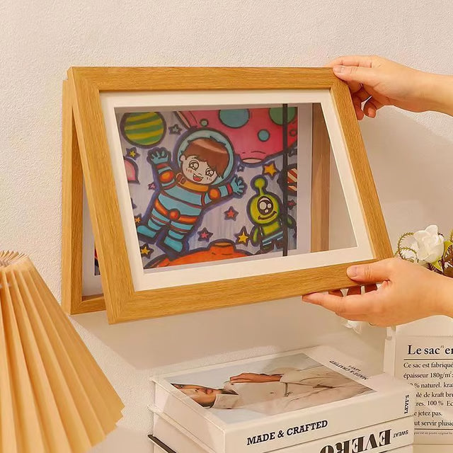 Magnetic Wooden Flip Art Photo Frame, Photo Frame, DIY Photo Frame, Children's Storage Display Frame, Home Decoration