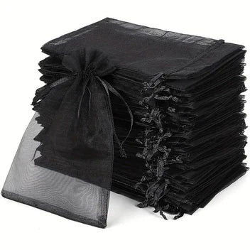 Black Organza Drawstring Gift Bags