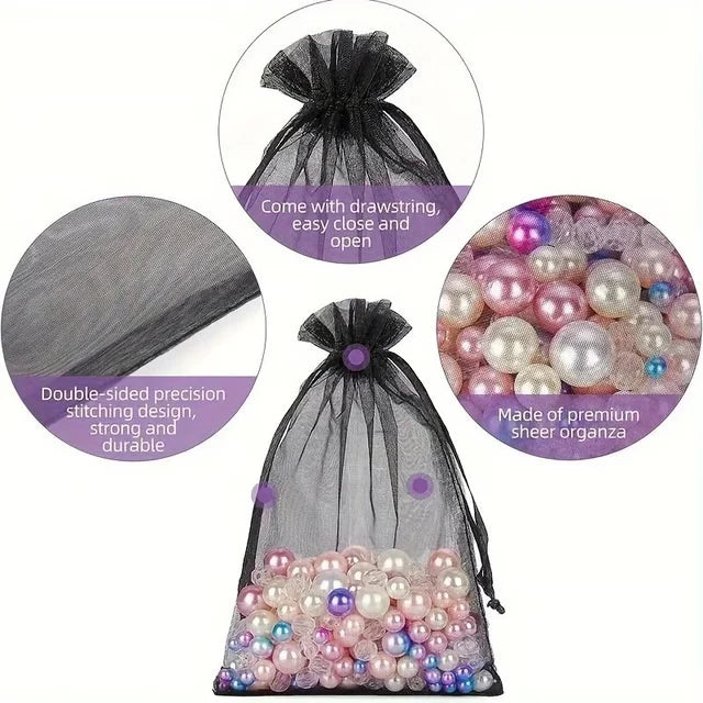 Black Organza Drawstring Gift Bags