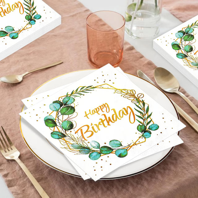 Green Eucalyptus Party Paper Napkins Nature Themed Gender Reveal Party Supplies