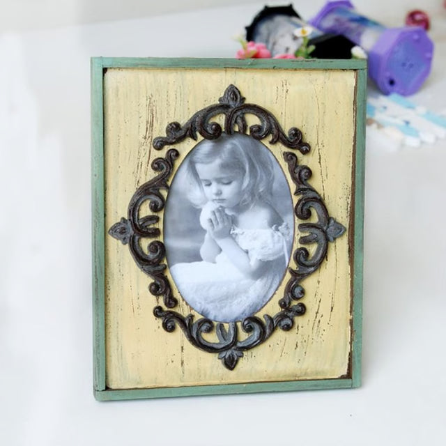 Vintage Wooden Picture Frame Rustic Wall & Desktop Wedding Photo Display