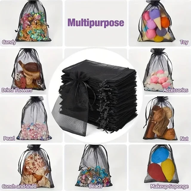 Black Organza Drawstring Gift Bags