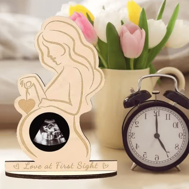 Wooden Baby Ultrasound Photo Frame Sonogram Keepsake Gift for Expecting Moms