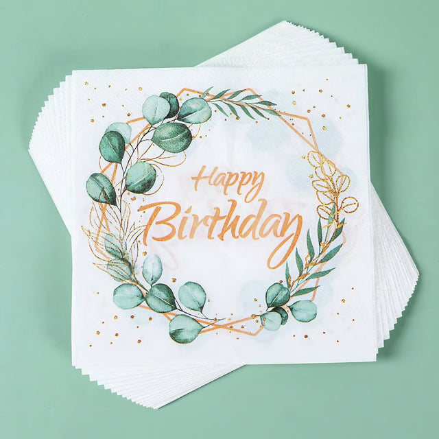 Green Eucalyptus Party Paper Napkins Nature Themed Gender Reveal Party Supplies