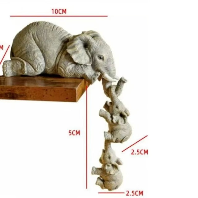 Elephant Hug Resin Figurine Set – 3-Piece Miniature Home Decor Gift