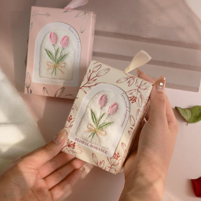 Flower Embroidered Face Towel, Tulip Hand Towel, Party Gift Souvenir Towel