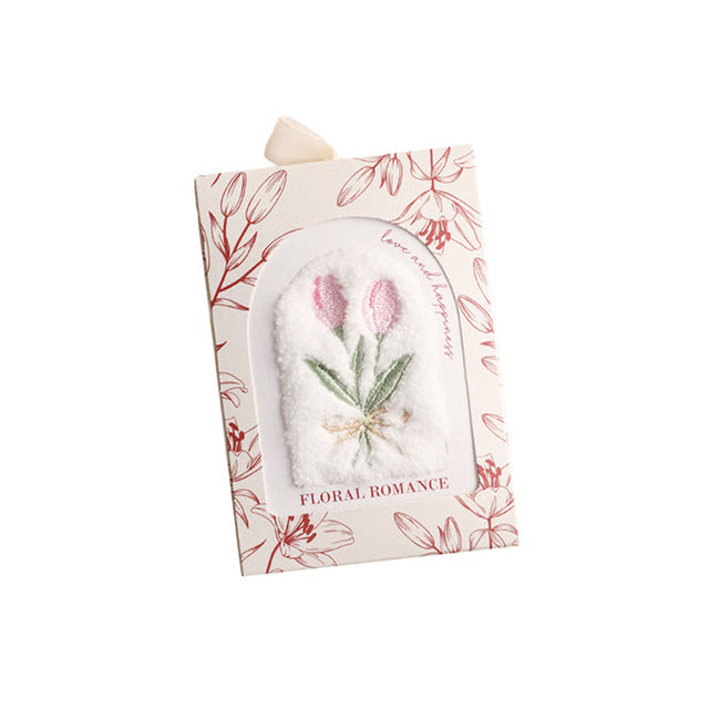 Flower Embroidered Face Towel, Tulip Hand Towel, Party Gift Souvenir Towel