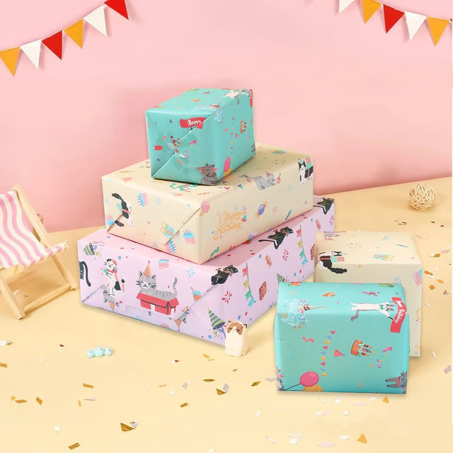 Cartoon Cat Pet Theme Gift Wrapping Paper