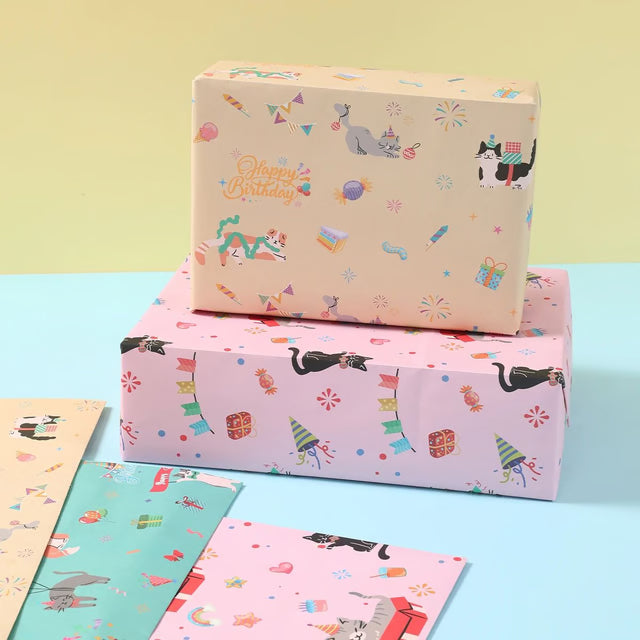 Cartoon Cat Pet Theme Gift Wrapping Paper