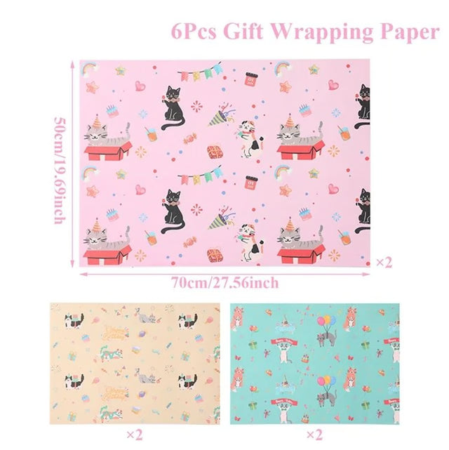 Cartoon Cat Pet Theme Gift Wrapping Paper